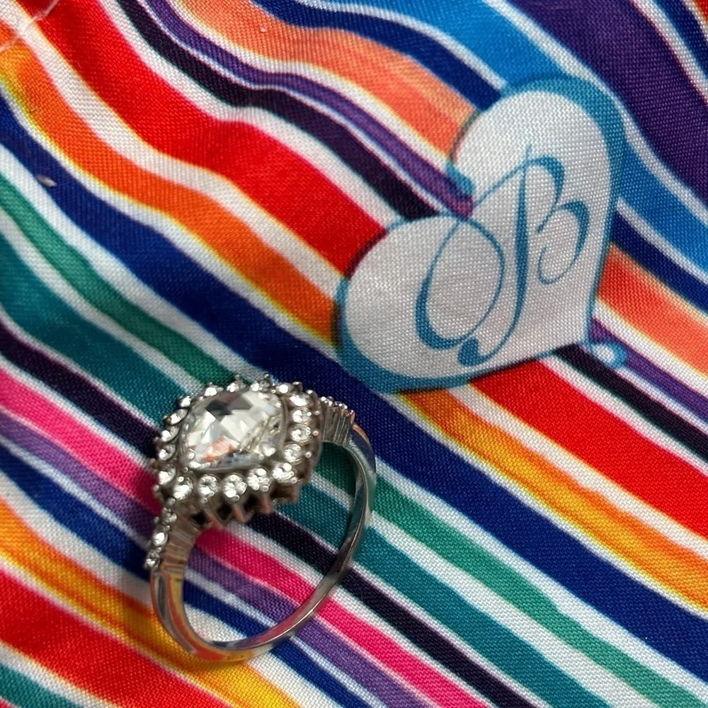 Brighton Demantur Ring Clear Crystals Silver Plated Size 9.5 & Cloth Bag - Picture 3 of 11